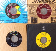 LOT OF 52 VINTAGE 45 RPM RECORDS – LOT #74 -LOOK CLOSELY FOR RARE GEMS