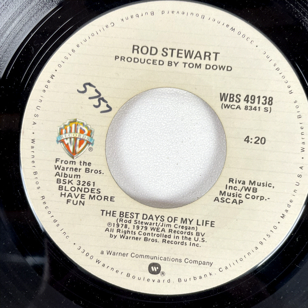 Rod Stewart – The Best Days Of My Life 7″ Single 1979 Warner Bros. Pop Rock 45