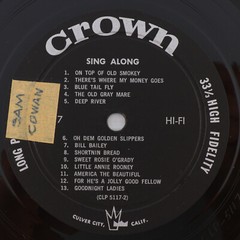 The Sing-A-Long Gang – 1959 Mono 12″ LP Vinyl Childrens Record Crown CLP 5117