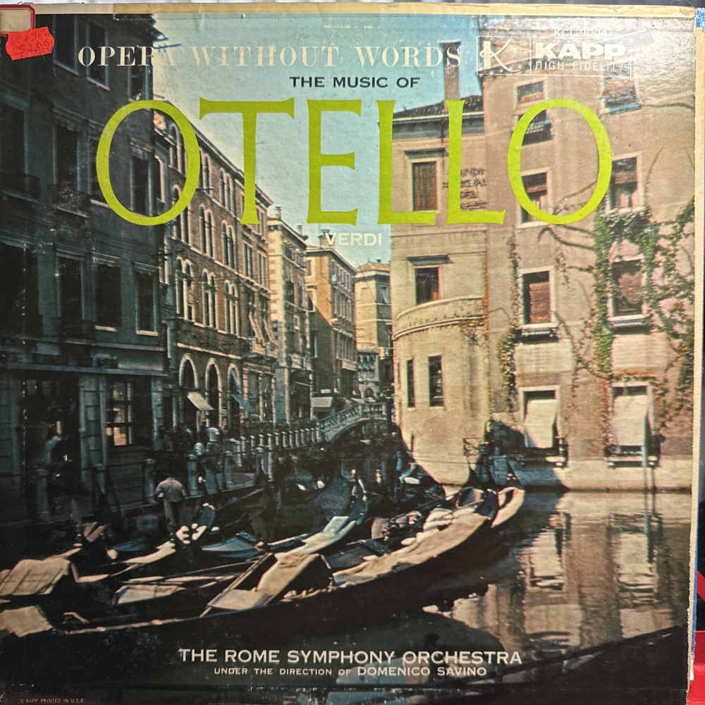 VERDI-OTHELLO-OPERA WITHOUT WORDS-SAVINO-ORIGINAL KAPP RECORDS LP VINYL-USED