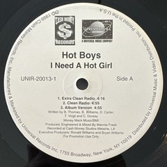 Hot Boys I Need A Hot Girl 12” Vinyl PROMO 1999 Cash Money Lil Wayne Juvenile