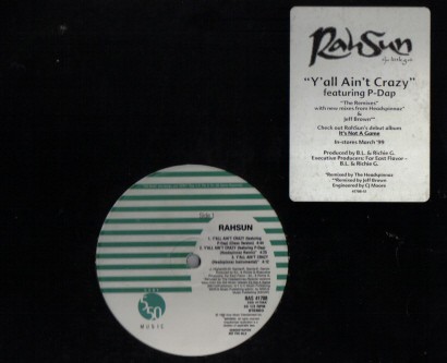 RAHSUN Y’all Ain’t Crazy 1998 US 12″ Single ORIG 90s 550 Music BAS 41708 VG/VG
