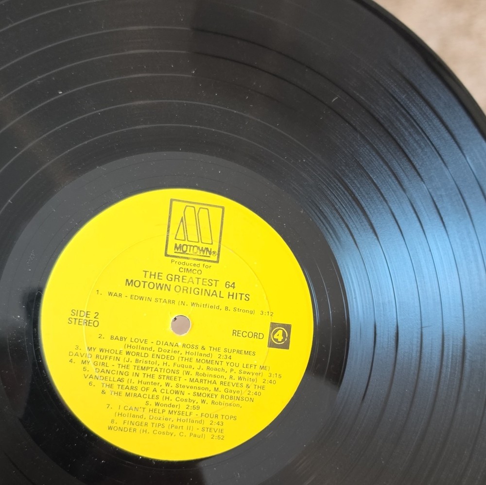 Motown The Greatest ’64 Motown Original Hits 12″ Black Vinyl LP Stereo Soul