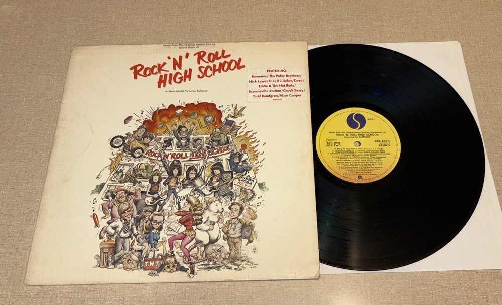 THE RAMONES Rock N Roll High School LP UK VINYL w/ USA Cover w/YPE STICKER VG/VG