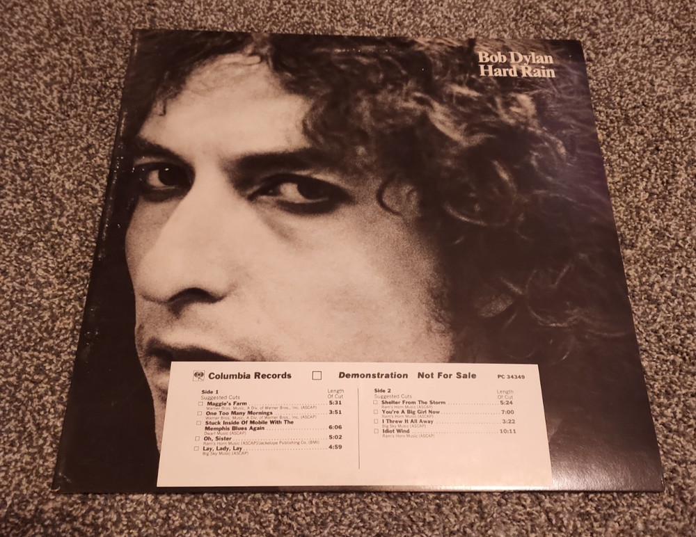 BOB DYLAN Hard Rain COLUMBIA LP EX-NM/EX Promo While Label 1976