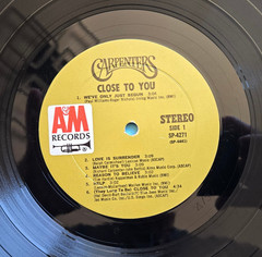 Carpenters – Close To You – SP-4271 – Vinyl LP – 1st Press – 1970 – Tested