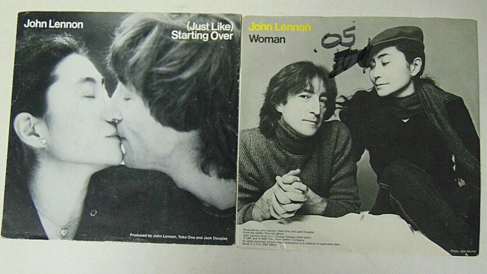 2 John Lennon Picture Sleeves NO RECORDS – Starting Over – Woman
