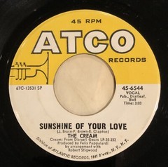 Cream ‎– Sunshine of Your Love/SWLABR 7″ – 1968 Atco blues/psych rock – VG+