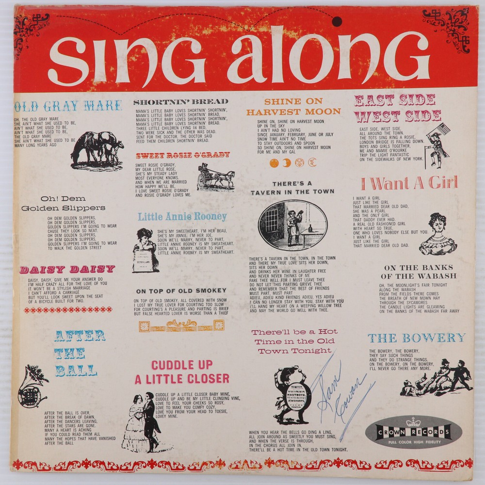 The Sing-A-Long Gang – 1959 Mono 12″ LP Vinyl Childrens Record Crown CLP 5117