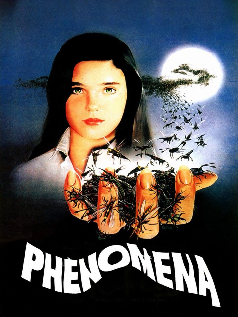 Released 31 January 1985 (Italy), Dario Argento’s ‘Phemomena’ (released in the US as ‘Creepers’) is another creative supernatural suspense film. In this bizarre take on the typical giallo, the requisite mysterious killer must contend not with the wits of a detective, but the animal assistance of a chimp assistant and the empathic connection to insects possessed by Jennifer Connelly. The soundtrack is tended by regular Argento collaborators, Goblin, Bill Wyman and Simon Boswell, and Sex Gang Children.